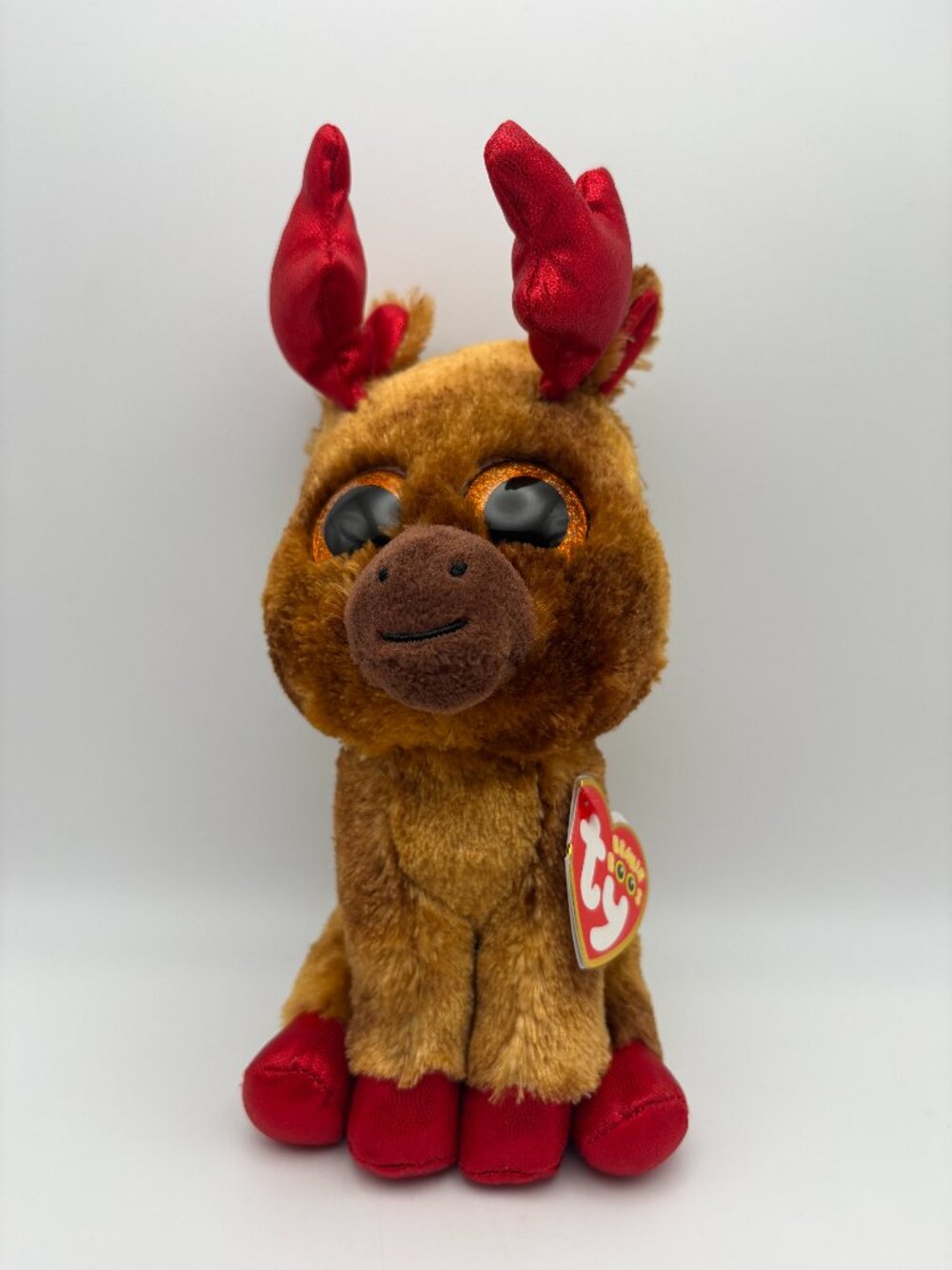 Maple TY Beanie Boos Brown Moose Red Hooves Antlers Plush Stuffie (SKU: 771TO)